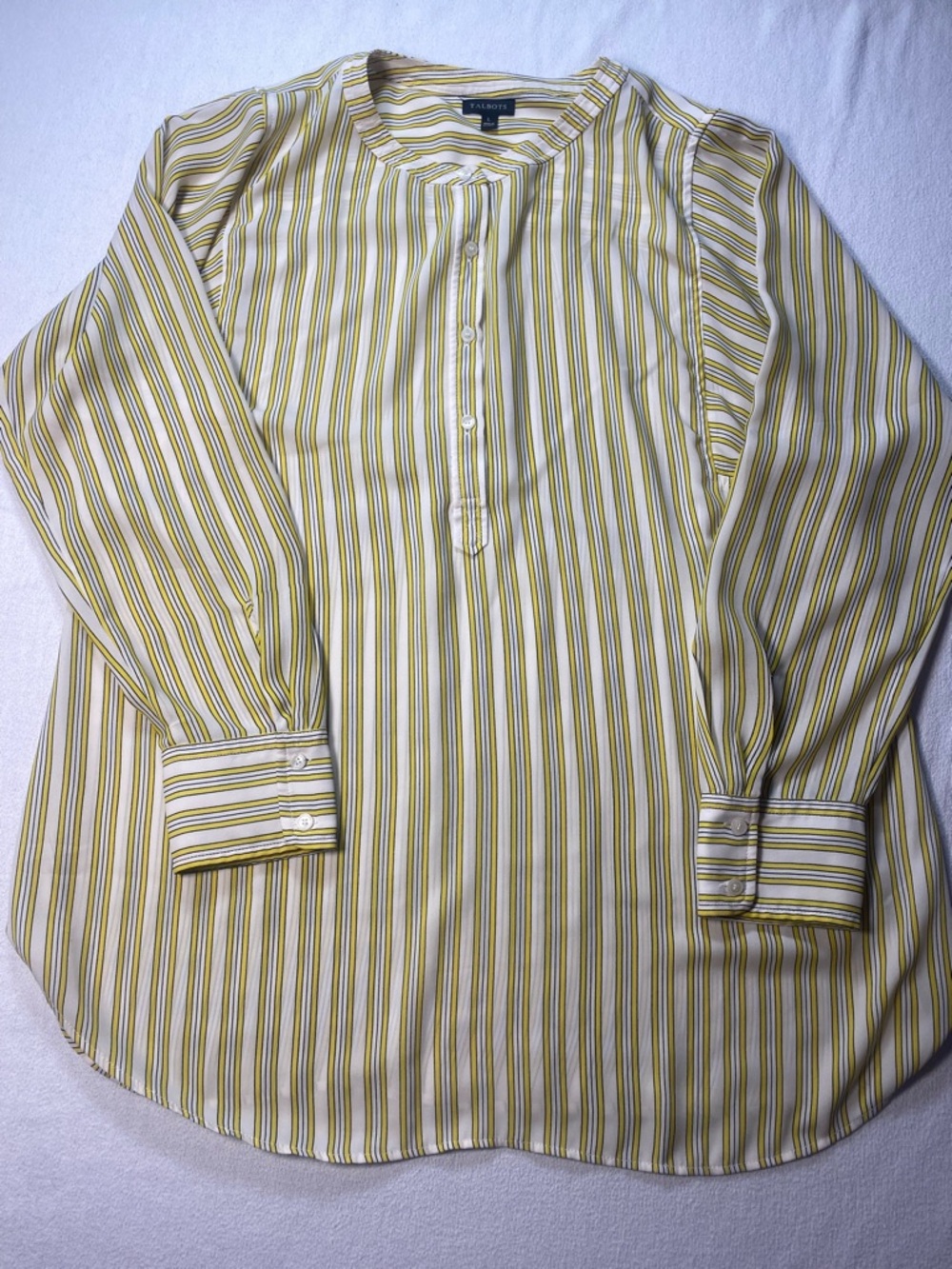 Talbots Yellow and White Striped Button-Down Shirt